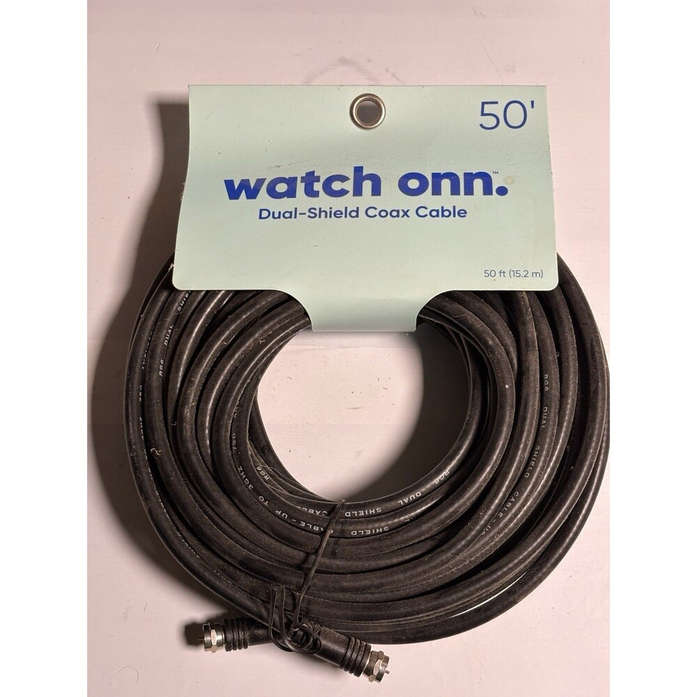 onn Quadshield Coax Cable 50ft Black